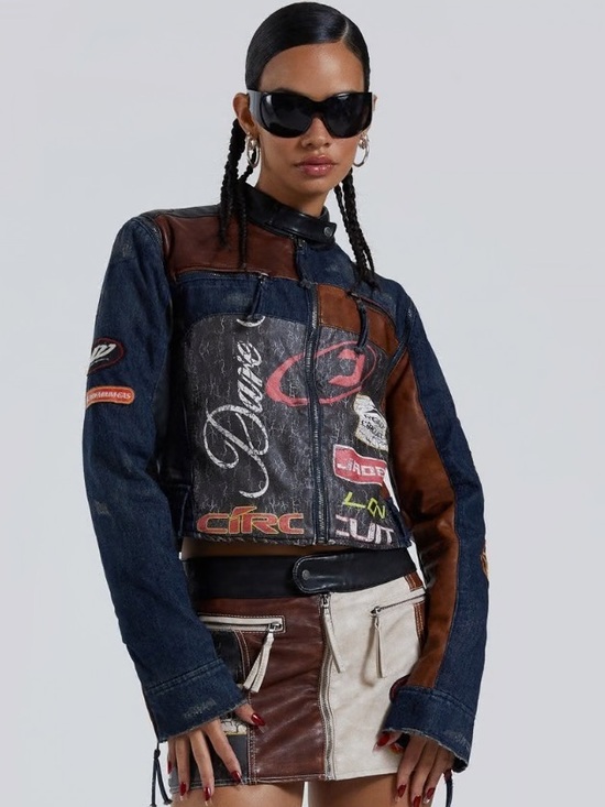 Jaded London Jackets & Blazers - Jaded London Daytona Patchwork Vegan Leather Moto Racer Jacket
